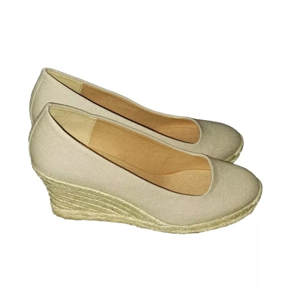 J Crew Women's Size 9 Beige Wedge Heel Shoe SB6#11 - Picture 3 of 7